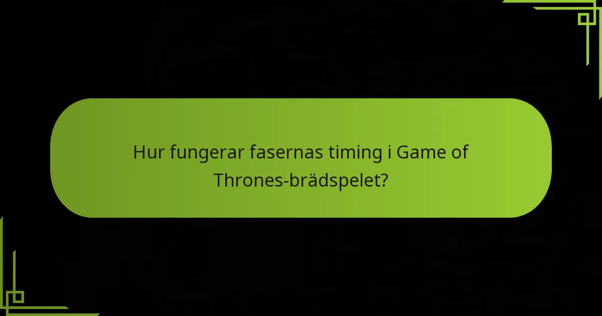 Hur fungerar fasernas timing i Game of Thrones-brädspelet?